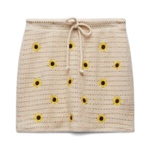 Zara Mini Skirt Crochet Sunflower Cottagecore Cream S